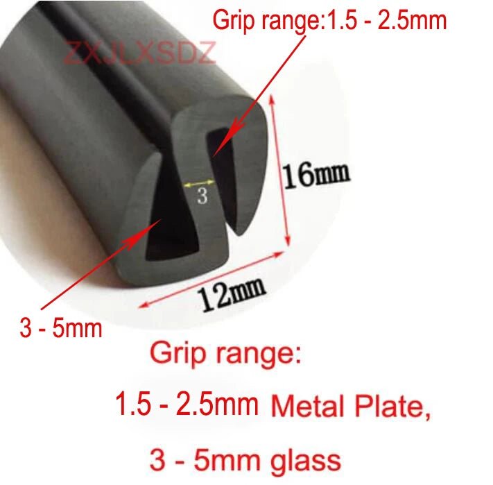 2 Meters S Type Rubber Sealing Strip Glass Shock Absorption Strip Aluminum Profile Caulking Strip - | Xingtai Hanze Trading Co., Ltd.