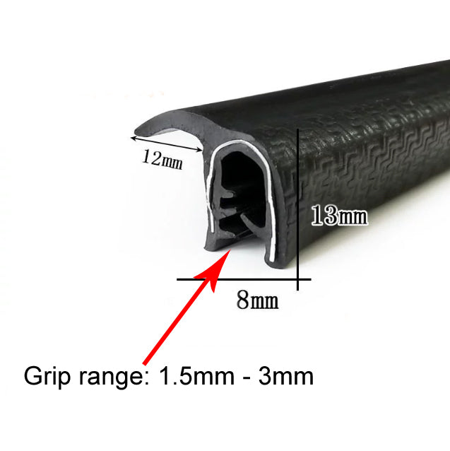 1 Meter U Shaped Rubber Edge Trim Auto Door Seal Strip Car Door Window Truck Noise Proof Auto Door Edge Guard
