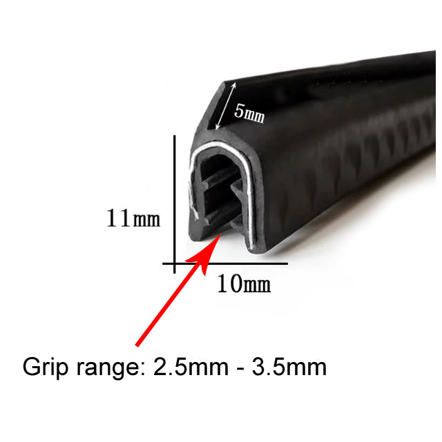 1 Meter U Shaped Rubber Edge Trim Auto Door Seal Strip Car Door Window Truck Noise Proof Auto Door Edge Guard