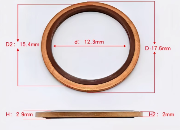 10 PCS M6 - M48 Copper FKM Rubber Bonded Washer Oil Drain Plug Gasket Seal Ring