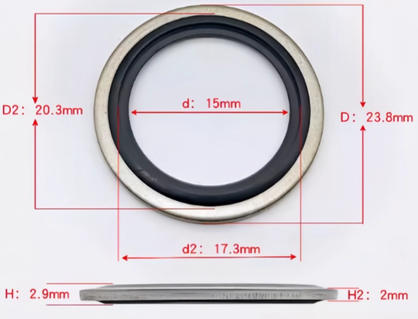 10 PCS Self-Centering Metal Rubber Bonded Washer Gasket Sealing Ring