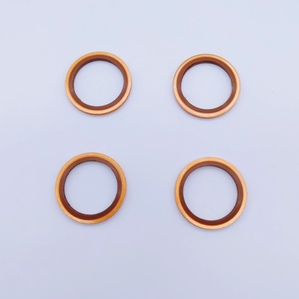 10 PCS M6 - M48 Copper FKM Rubber Bonded Washer Oil Drain Plug Gasket Seal Ring