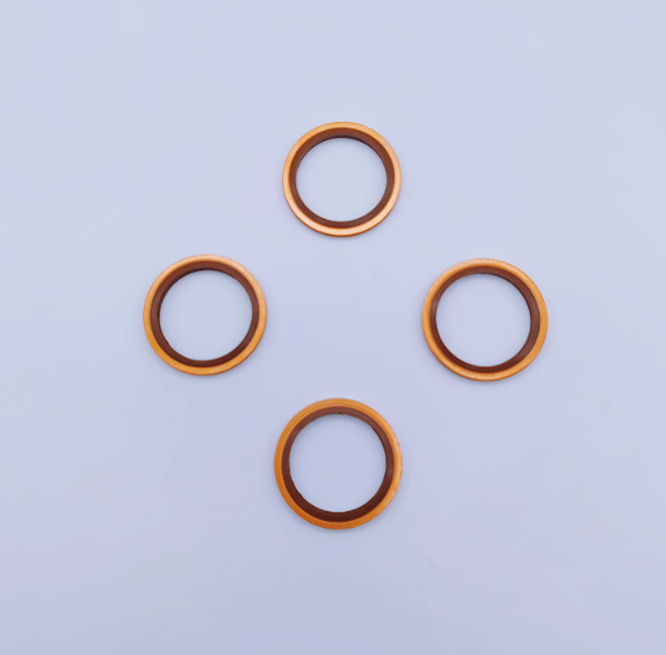 10 PCS M6 - M48 Copper FKM Rubber Bonded Washer Oil Drain Plug Gasket Seal Ring