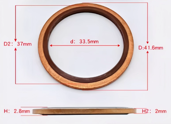 10 PCS M6 - M48 Copper FKM Rubber Bonded Washer Oil Drain Plug Gasket Seal Ring