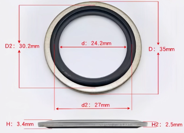 10 PCS Self-Centering Metal Rubber Bonded Washer Gasket Sealing Ring