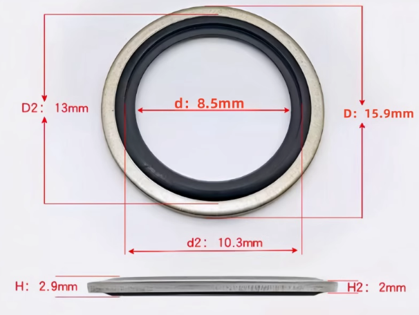 10 PCS Self-Centering Metal Rubber Bonded Washer Gasket Sealing Ring