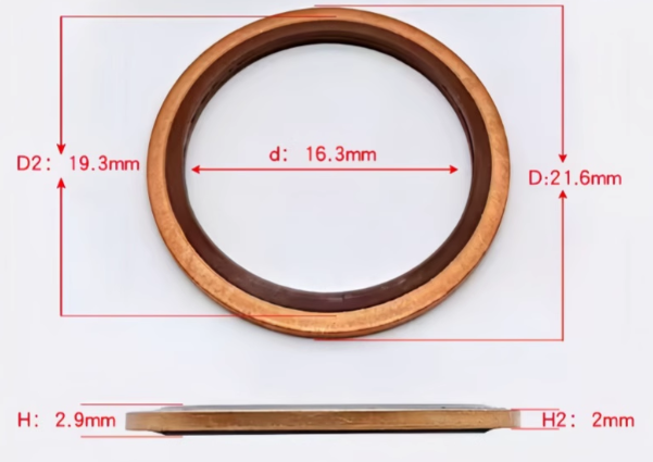 10 PCS M6 - M48 Copper FKM Rubber Bonded Washer Oil Drain Plug Gasket Seal Ring