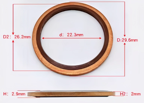 10 PCS M6 - M48 Copper FKM Rubber Bonded Washer Oil Drain Plug Gasket Seal Ring