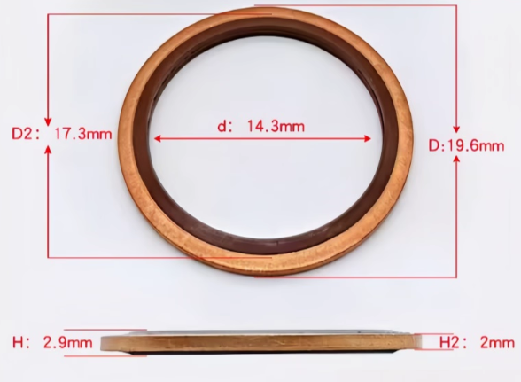 10 PCS M6 - M48 Copper FKM Rubber Bonded Washer Oil Drain Plug Gasket Seal Ring