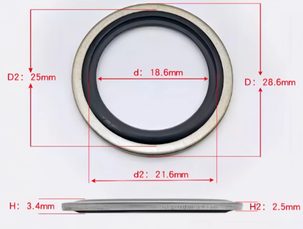 10 PCS Self-Centering Metal Rubber Bonded Washer Gasket Sealing Ring