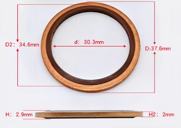 10 PCS M6 - M48 Copper FKM Rubber Bonded Washer Oil Drain Plug Gasket Seal Ring