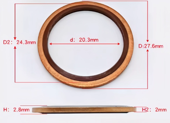 10 PCS M6 - M48 Copper FKM Rubber Bonded Washer Oil Drain Plug Gasket Seal Ring