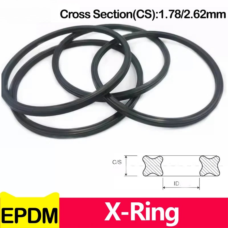 20 PCS EPDM X-Ring Four Lip Seal Ring CS 1.78 / 2.62mm x ID 1.78-177.47mm Wear Resistant Gasket for Hydraulic Cylinders and Piston Rods