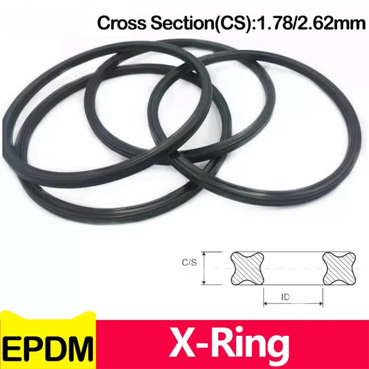 20 PCS EPDM X-Ring Four Lip Seal Ring CS 1.78 / 2.62mm x ID 1.78-177.47mm Wear Resistant Gasket for Hydraulic Cylinders and Piston Rods