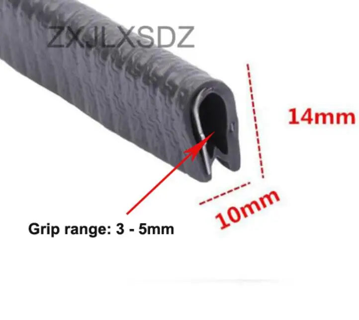 3 Meters Black U Shaped PVC Edge Trim Auto Door Seal Strip Car Door Window Truck Noise Proof Auto Door Edge Guard