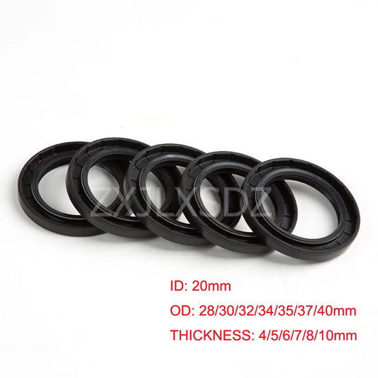 10 Pcs NBR Rubber TC Double Lip Oil Seal Gasket 20x28x4/5/6/7 20x30x5/7/8/10 20x32x5/7/8/10 20x35x5/7/8/10 20x40x5/7/8/10mm