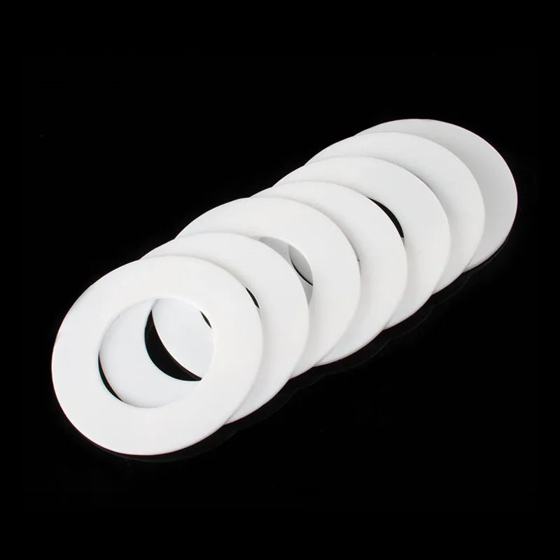 100 Pcs White PTFE Gasket Flat Washer Thickness 1 - 3mm Plastic Sealing O-Ring Gasket for Industrial Use