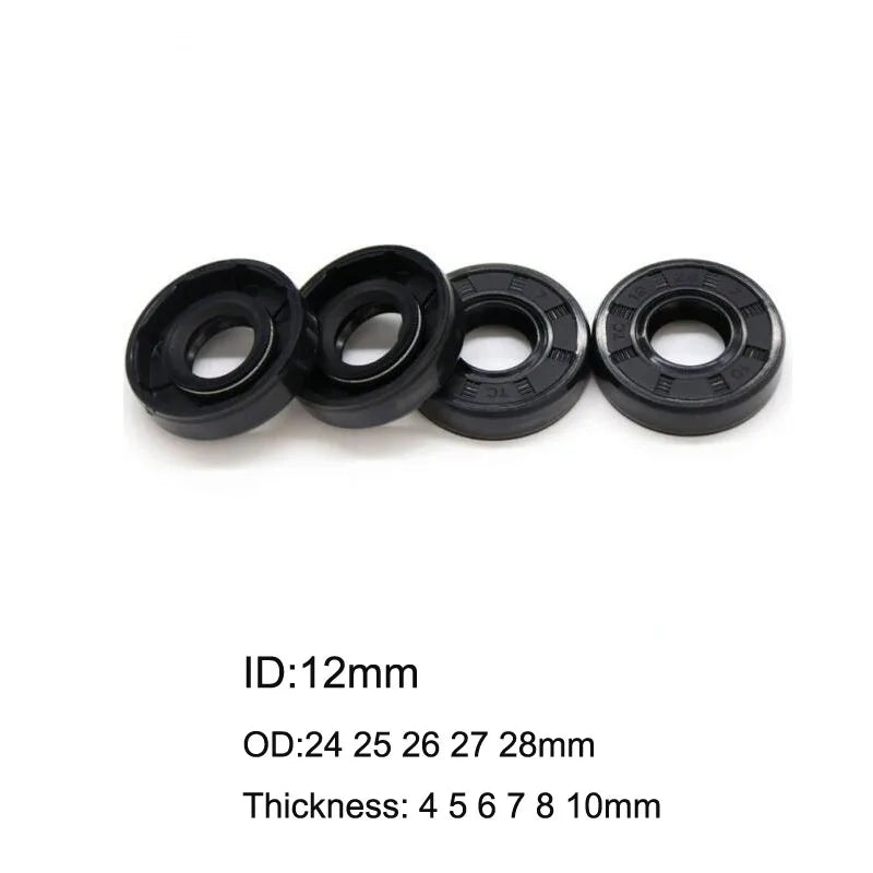 10 Pcs NBR Nitrile Rubber Gasket TC Double Lip Oil Seal 12x24x4/4.5/5/6/7/8/10 12x25x4.5/5/6/7/8/10 12x26x5/7/8/10 12x27x7mm
