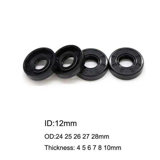 10 Pcs NBR Nitrile Rubber Gasket TC Double Lip Oil Seal 12x24x4/4.5/5/6/7/8/10 12x25x4.5/5/6/7/8/10 12x26x5/7/8/10 12x27x7mm