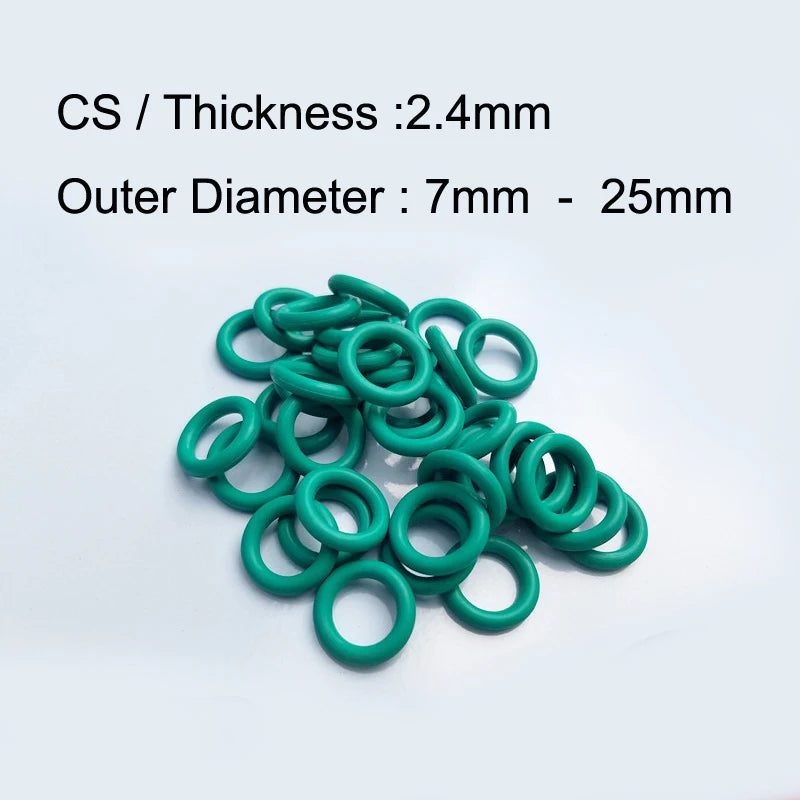 100PCS Rubber O Ring CS 2.4mm x OD 7/8/9/10/11/12/13/14/15/16/17/18/19/20/21/22/23/24/25  Fluorine Rubber Gasket Seal FKM O-Ring