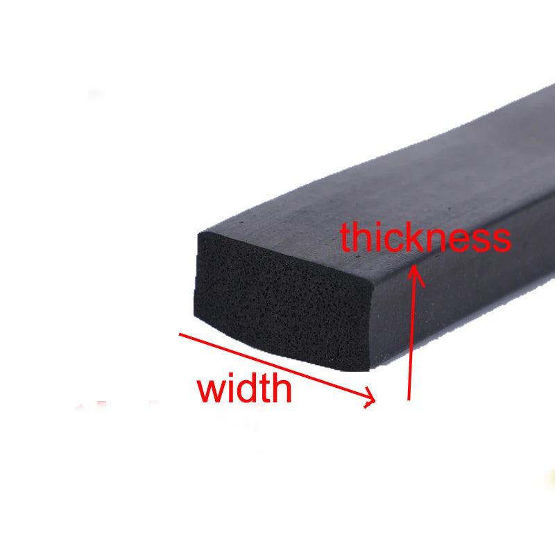 Cabinet Door Window Flat Rubber Foam Bar Foam Weatherstrip Black Square Sealing Strip ( Size : Thickness  X Width )