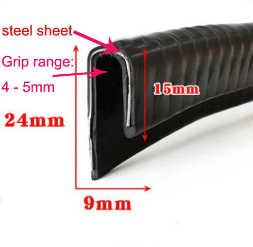 Unequal Edges U-shaped Rubber Edge Trim Sealing Strip Weatherstrip Metal Glass Edge Sealing Protection Strip