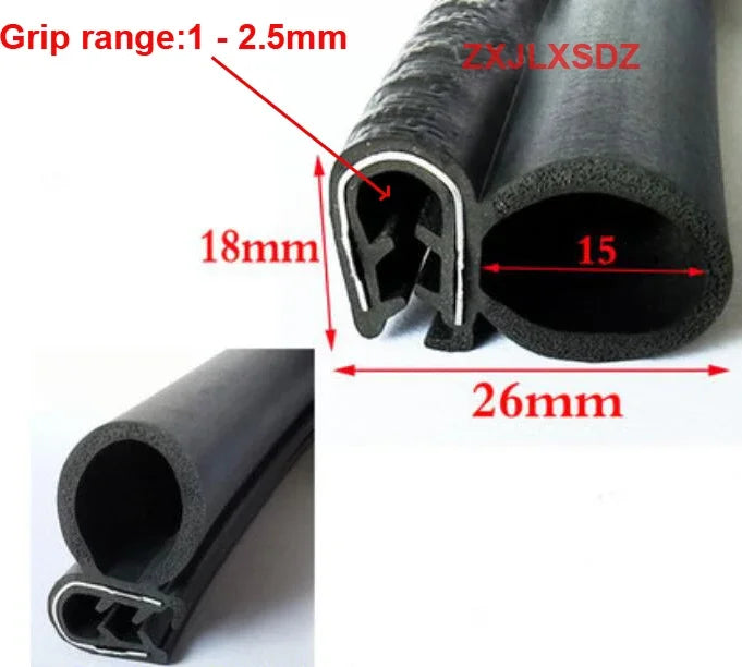 2 Meters Rubber Edge Guard Noise Insulation Car Door Seal Strip Sound Insulation Weatherstrip