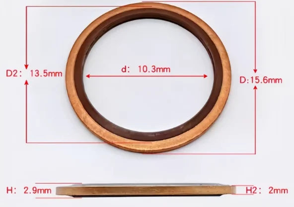M6 - M48 Copper FKM Rubber Bonded Washer Oil Drain Plug Gasket Seal Ring