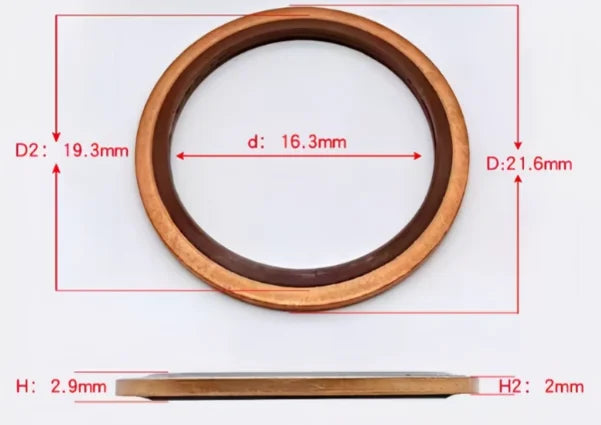 M6 - M48 Copper FKM Rubber Bonded Washer Oil Drain Plug Gasket Seal Ring