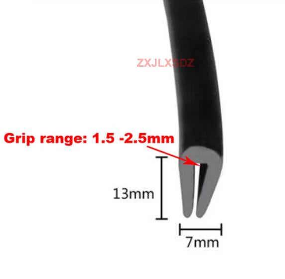 5 Meters U Channel Door Rubber Seal Strip Edge Trim Edge Guard Weatherstrip Noise Insulation Rubber Profile for Glass Metal Wood