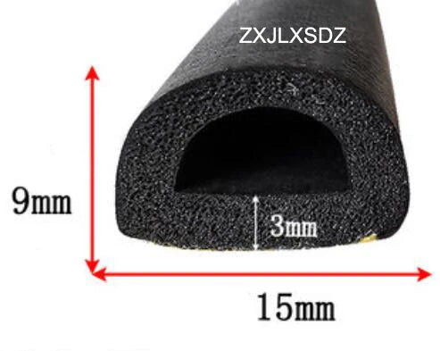 3 Meters self-adhesive D-type rubber foam sealing strip cabinet door foam seal strip door gasket
