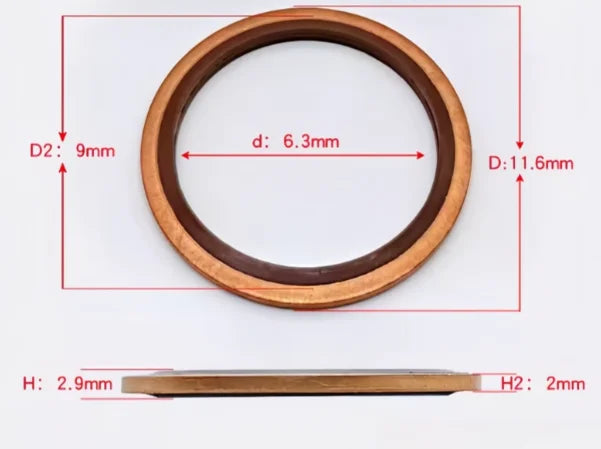 M6 - M48 Copper FKM Rubber Bonded Washer Oil Drain Plug Gasket Seal Ring