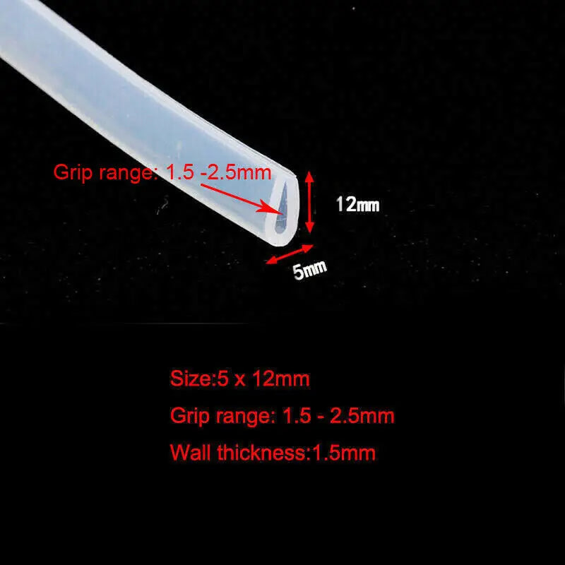 5 Meters U Channel Silicone Rubber Shower Door Glass Sealing Strip Edge Trim Glazing Weatherstrip Edge Guard Furniture Gasket