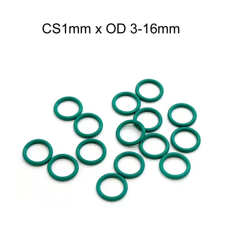 100 PCS FKM Rubber O Ring Gaskets CS1mm x OD 3/4/3.5/5/6/7/8/9/10/11/12/13/14/15/16mm O-Ring Fluorine Gasket Sealing