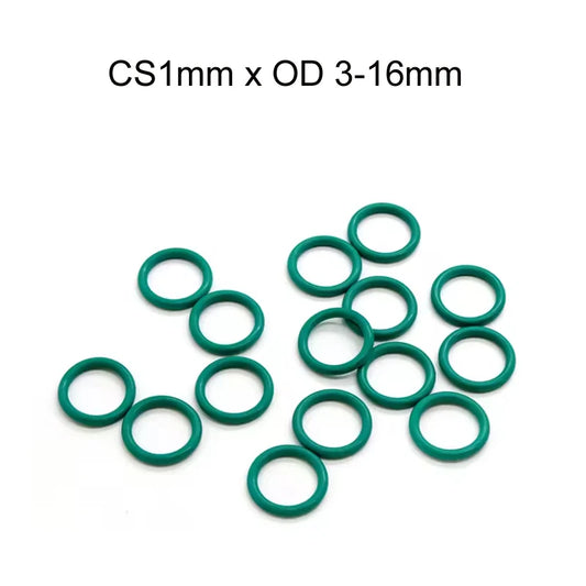 100 قطعة من جوانات مطاط FKM الدائرية CS1mm x OD 3/4/3.5/5/6/7/8/9/10/11/12/13/14/15/16mm حلقة دائرية من الفلور مانعة للتسرب