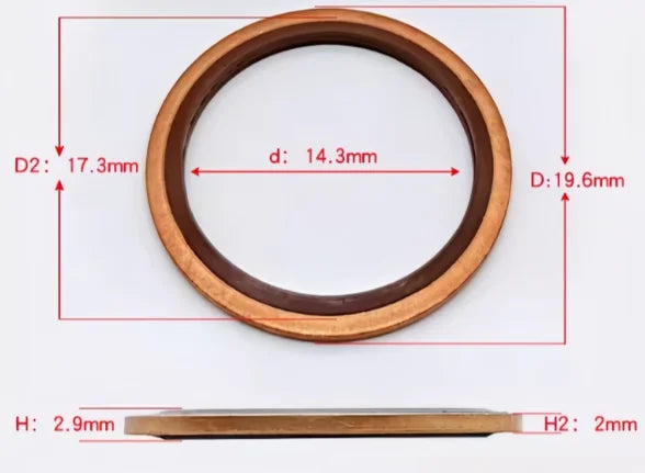 M6 - M48 Copper FKM Rubber Bonded Washer Oil Drain Plug Gasket Seal Ring