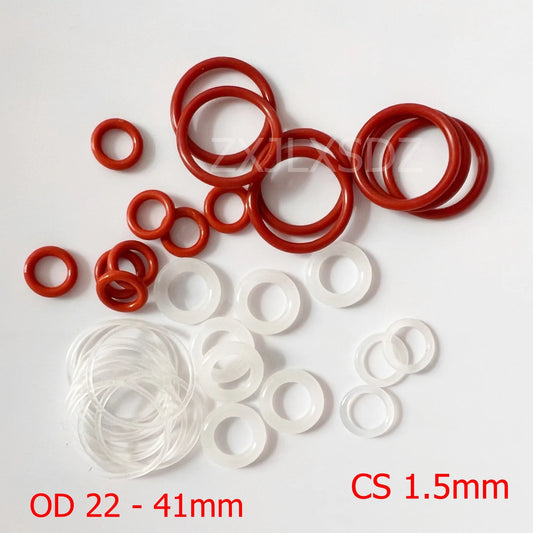 100 قطعة حلقة سيليكون O-ring بسمك 1.5 مم وبقطر خارجي 22/23/24/25/26/28/29/30/31/32/33/34/35/36 مم، حلقة مطاطية مانعة للتسرب