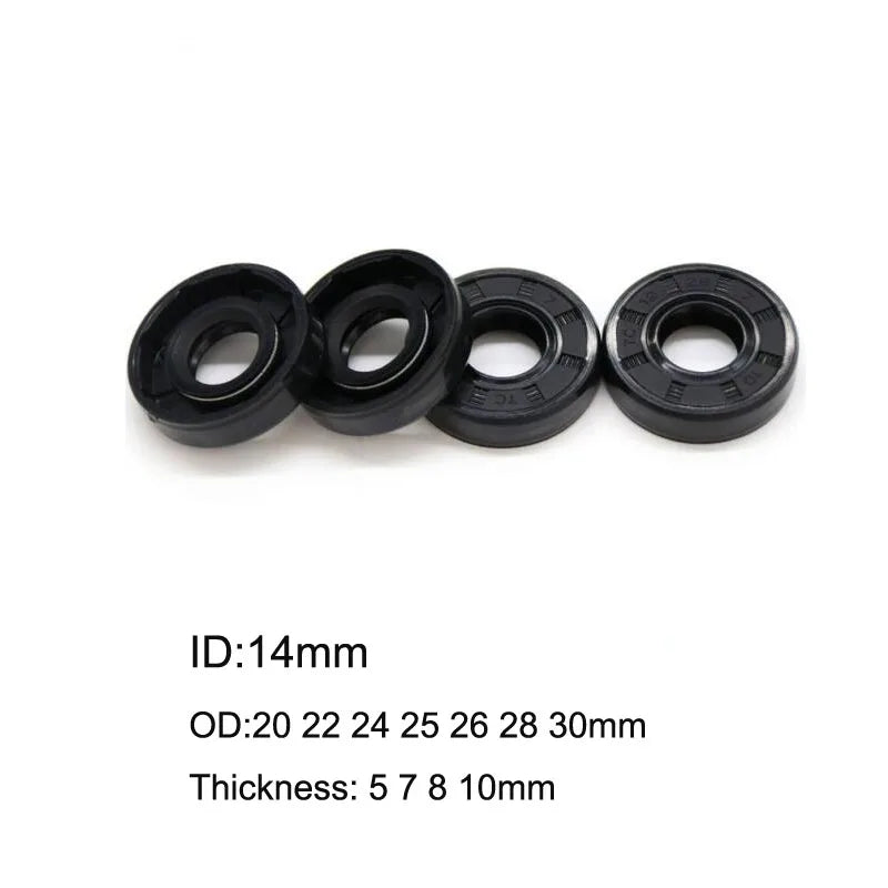 10 Pcs NBR Nitrile Rubber TC Double Lip Oil Seal 14x20x5 14x22x5/7 14x24x5/7 14x25x7/8 14x26x7 14x28x5/7/8 14x30x7/10mm