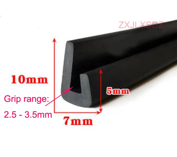 Unequal Edges U-shaped Rubber Edge Trim Sealing Strip Weatherstrip Metal Glass Edge Sealing Protection Strip