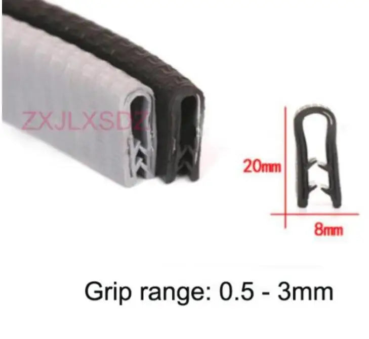 3 Meters Black U Shaped PVC Edge Trim Auto Door Seal Strip Car Door Window Truck Noise Proof Auto Door Edge Guard