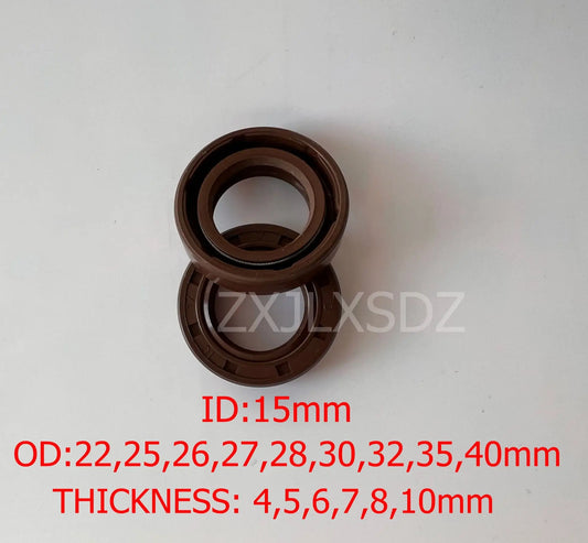 FKM Rubber TC Skeleton Double Lip Oil Seal Gasket 15x22x5 15x25x4/5/7/8 15x26x6/7 15x27x5/7 15x28x5/7 15x30x5/7/8/10mm