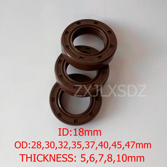 FKM Rubber TC Skeleton Double Lip Oil Seal Gasket 18x28x5/7 18x30x5/6/7/8/10 18x32x7/8/10 18x35x7/8/10 18x37x7 18x40x7/8/10mm