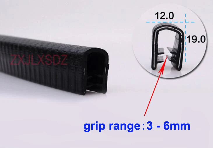 3 Meters Black U Shaped PVC Edge Trim Auto Door Seal Strip Car Door Window Truck Noise Proof Auto Door Edge Guard