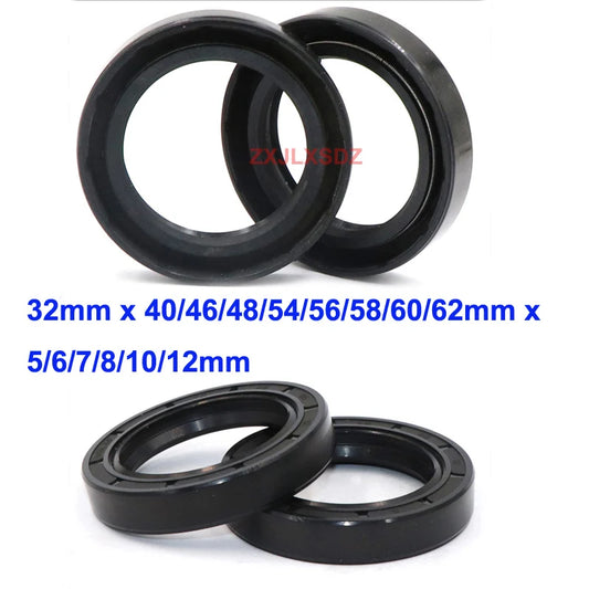 5/10 Pcs NBR Rubber TC Double Lip Oil Seal 32mm x 40/46/48/54/56/58/60/62mm x 5/6/7/8/10/12mm