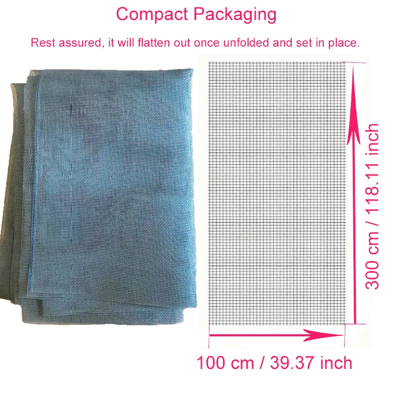 39.37 x 118.11 Inch Grey Fiberglass Wire Mesh Mosquito Net Door and Window Insect Screen