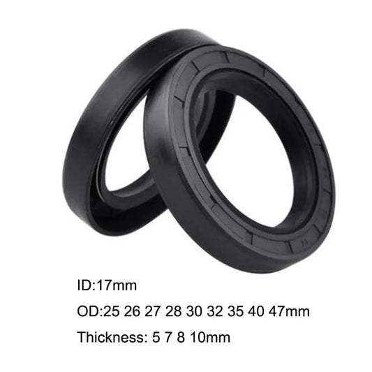 10 Pcs NBR Nitrile Rubber TC Double Lip Oil Seal 17x25x5/7 17x26x7 17x27x7 17x30x5/7/8/10 17x32x5 17x35x7/8/10 17x40x7/8/10mm