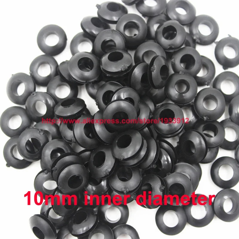 10mm Inner Diameter Rubber Wiring Hole Plug Cable Seal Grommet Ring Wire Gasket 150 Pcs