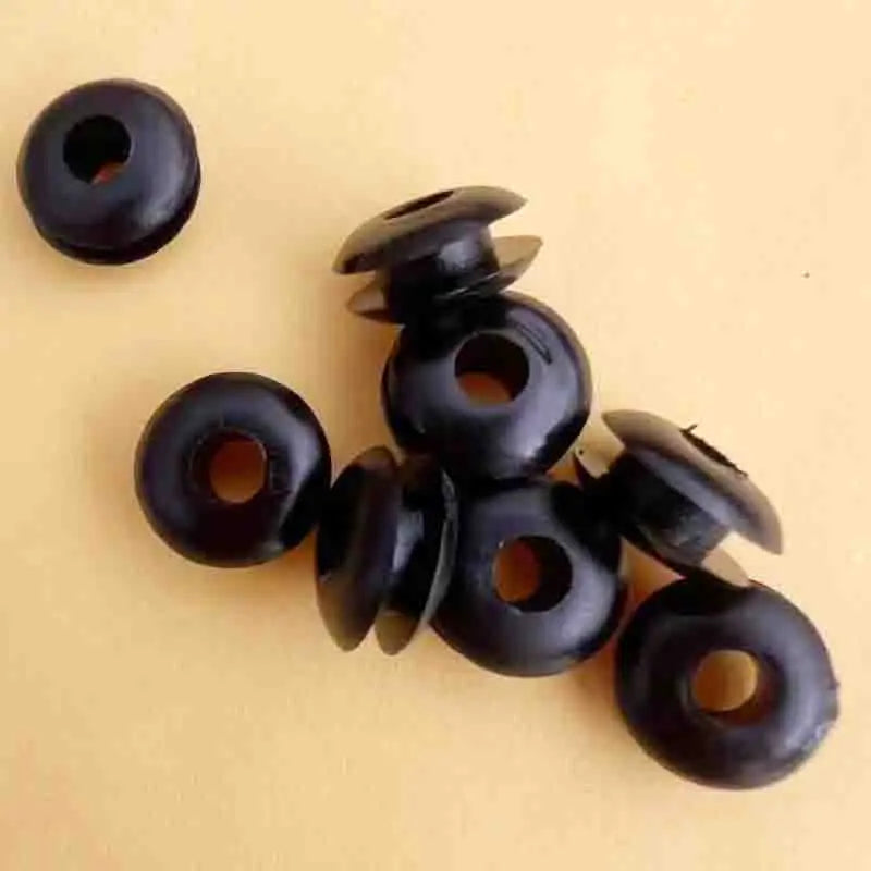 4mm Inner Diameter Black Rubber Cable Protection Wire Grommets Hole Plug - Pack of 100