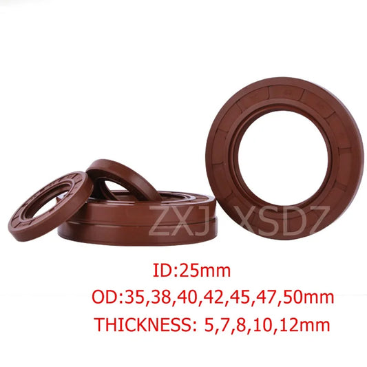 FKM Rubber TC Skeleton Double Lip Oil Seal Gasket 25x35x5/7/8/10 25x38x7/8/10 25x40x7/8/10 25x42x5/7/8/10 25x45x7/8/10mm