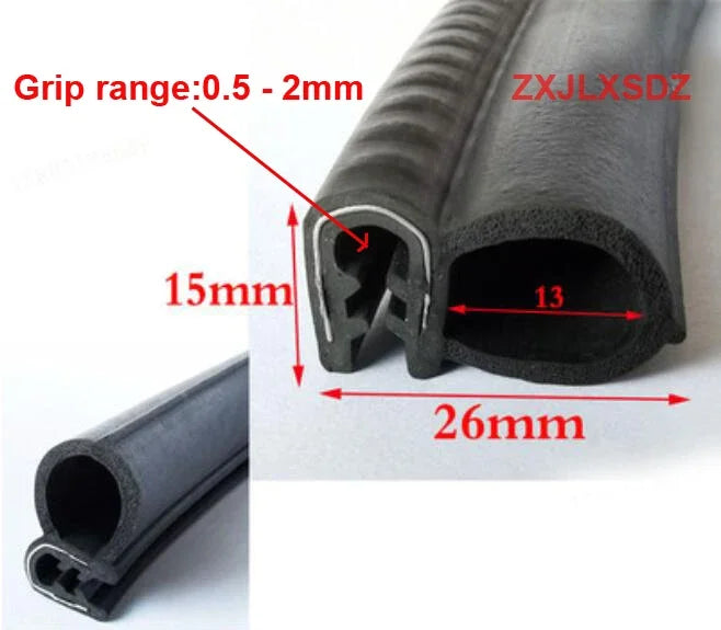 2 Meters Rubber Edge Guard Noise Insulation Car Door Seal Strip Sound Insulation Weatherstrip
